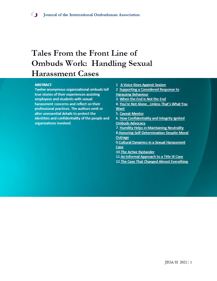 Cover Page: Tales From the Front Line of Ombuds Work: Handling Sexual Harassment Cases